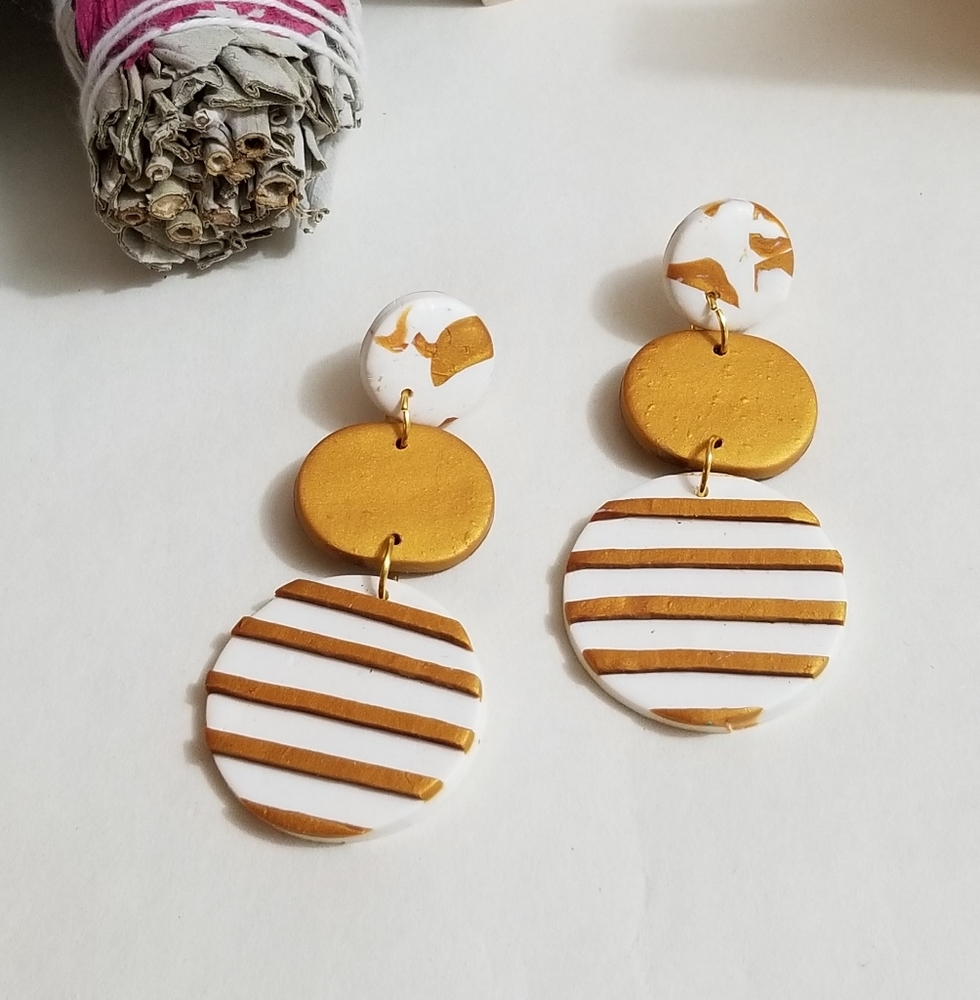 Polymer clay drop earrings - Picture 1 of 5